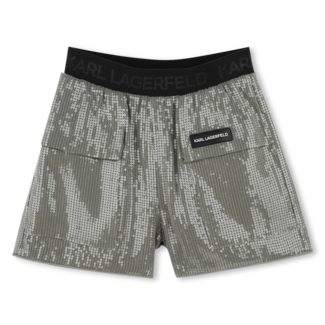 KARL LAGERFELD GIRLS OLIVE CEREMONY SEQUIN SHORTS