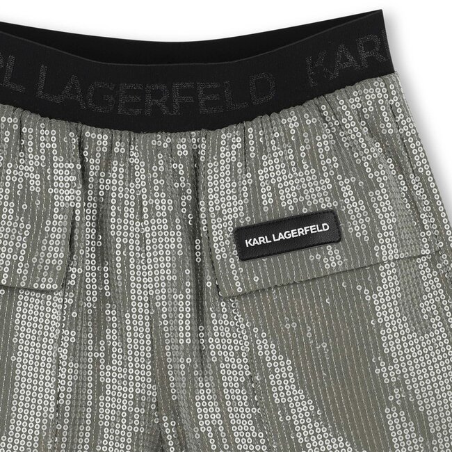 KARL LAGERFELD GIRLS OLIVE CEREMONY SEQUIN SHORTS