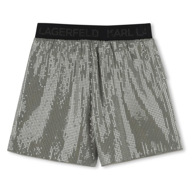 KARL LAGERFELD GIRLS OLIVE CEREMONY SEQUIN SHORTS