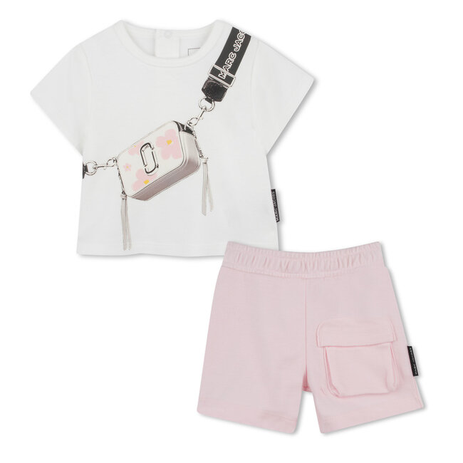 THE MARC JACOBS BABY GIRL SNAPSHOT PINK TSHIRT AND SHORTS