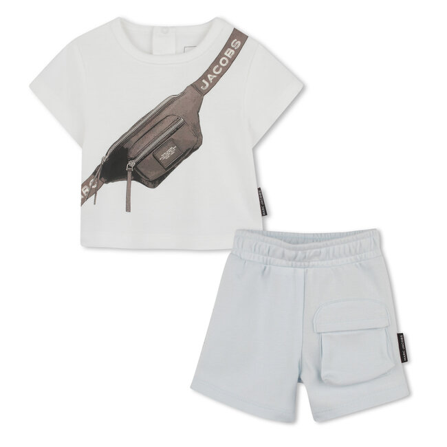 THE MARC JACOBS BABY BOY SNAPSHOT BLUE SHIRT AND SHORTS
