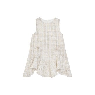 PATACHOU DRESS KIDS GIRL PARTY GOLD ECRU/GOLD TWEED S25-44