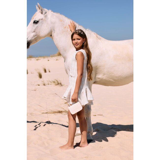 PATACHOU DRESS KIDS GIRL PARTY GOLD ECRU/GOLD TWEED S25-44