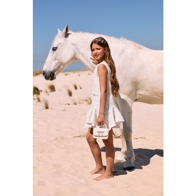 PATACHOU DRESS KIDS GIRL PARTY GOLD ECRU/GOLD TWEED S25-44