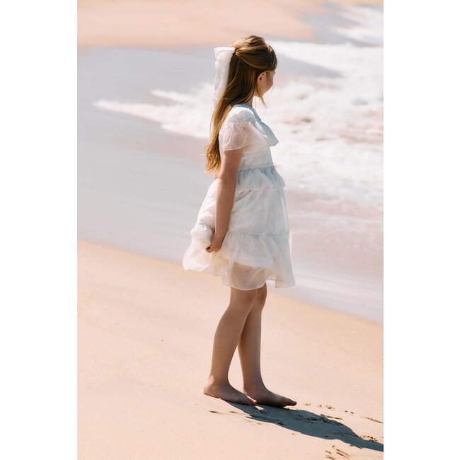 PATACHOU DRESS KIDS GIRL PARTY WHITE BEIGE FLORAL S25-43