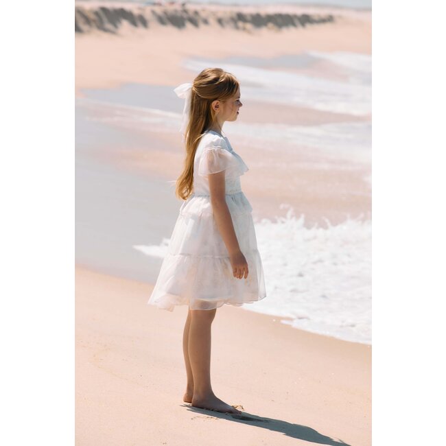 PATACHOU DRESS KIDS GIRL PARTY WHITE BEIGE FLORAL S25-43