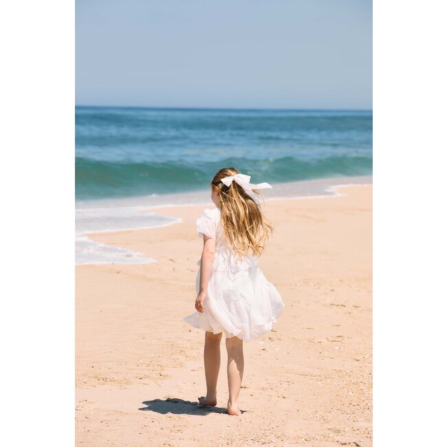 PATACHOU DRESS KIDS GIRL PARTY WHITE BEIGE FLORAL S25-43