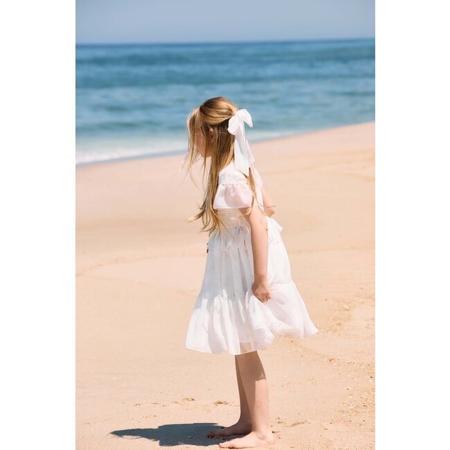 PATACHOU DRESS KIDS GIRL PARTY WHITE BEIGE FLORAL S25-43