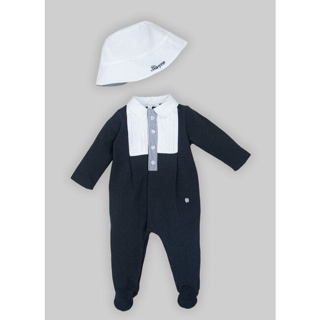 PATACHOU HAT NEWBORN BLUE NAVY STRIPES S25-33