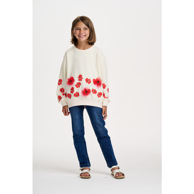 CATIMINI GIRLS SWEATSHIRT W/ HALF FLORAL PRINT