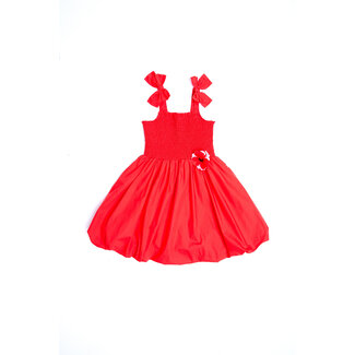 CATIMINI GRILS SMOCKED DRESS W/ BOWS ON SHOULDER