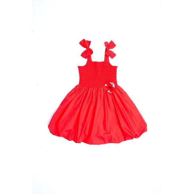CATIMINI GRILS SMOCKED DRESS W/ BOWS ON SHOULDER