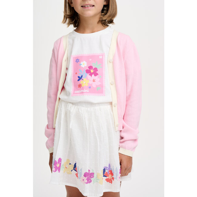 CATIMINI GIRLS KNIT SWEATER W/ CONTRAST TRIMMING