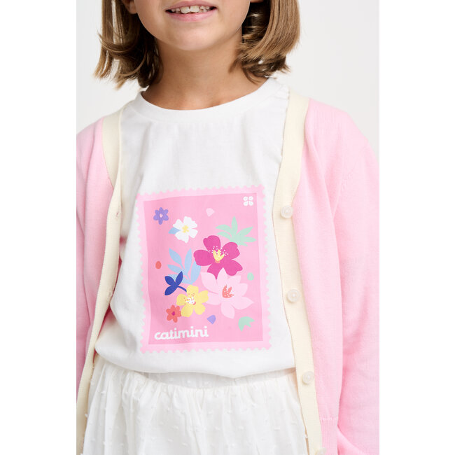 CATIMINI GIRLS KNIT SWEATER W/ CONTRAST TRIMMING