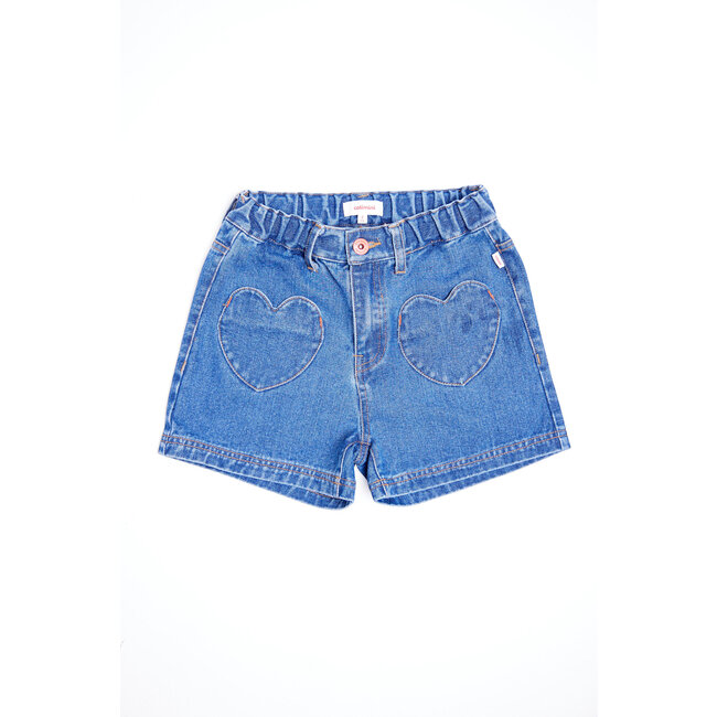 CATIMINI GIRLS DENIM SHORTS W/ HEART SHAPED POCKETS