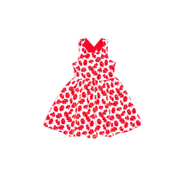CATIMINI GIRLS FLORAL PRINT DRESS W/ CRISS-CROSS STRAPS