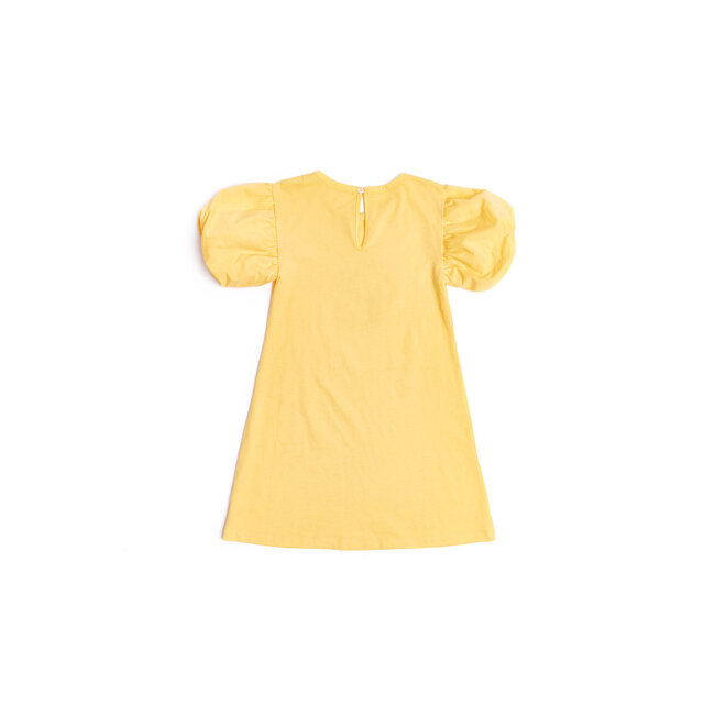 CATIMINI GIRLS PUFF SLV COTTON DRESS W/ JUNGLE GRAPHIC PRINT