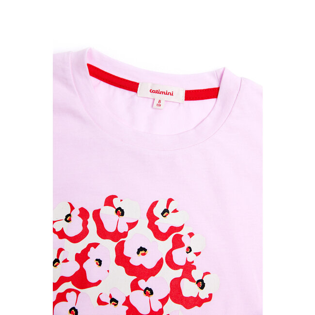 CATIMINI GIRLS SS TEE W/ FLORAL LOGO GRAPHIC