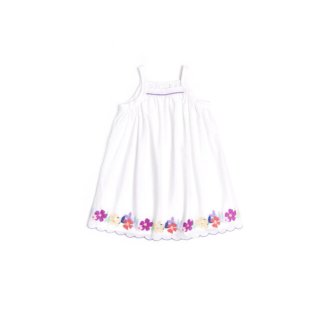 CATIMINI GIRLS SLEEVELESS DRESS W/ FLORAL EMBROIDERY ON HEM