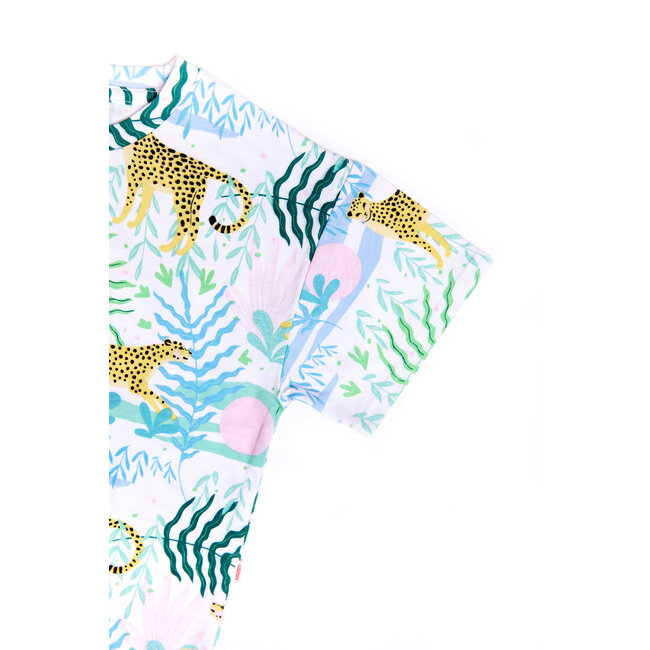 CATIMINI GIRLS SS TEE W/ ALLOVER JUNGLE PRINT