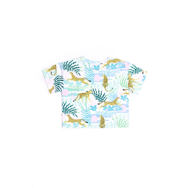 CATIMINI GIRLS SS TEE W/ ALLOVER JUNGLE PRINT