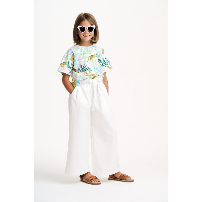 CATIMINI GIRLS SS TEE W/ ALLOVER JUNGLE PRINT