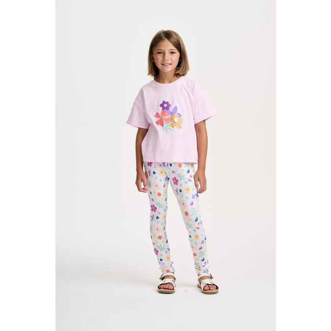 CATIMINI GIRLS SS TEE W/ MULICOLORED FLORAL GRAPHIC