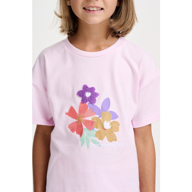CATIMINI GIRLS SS TEE W/ MULICOLORED FLORAL GRAPHIC