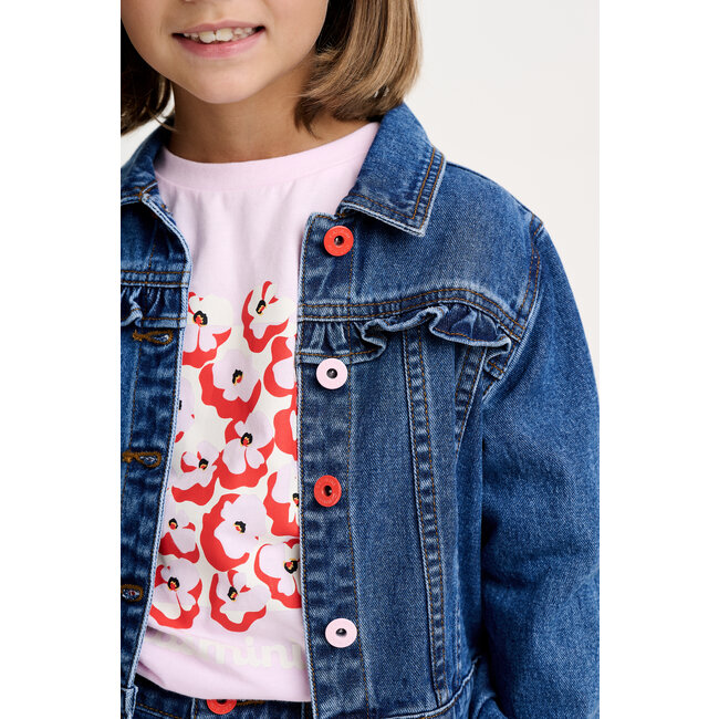 CATIMINI GIRLS SS TEE W/ FLORAL LOGO GRAPHIC