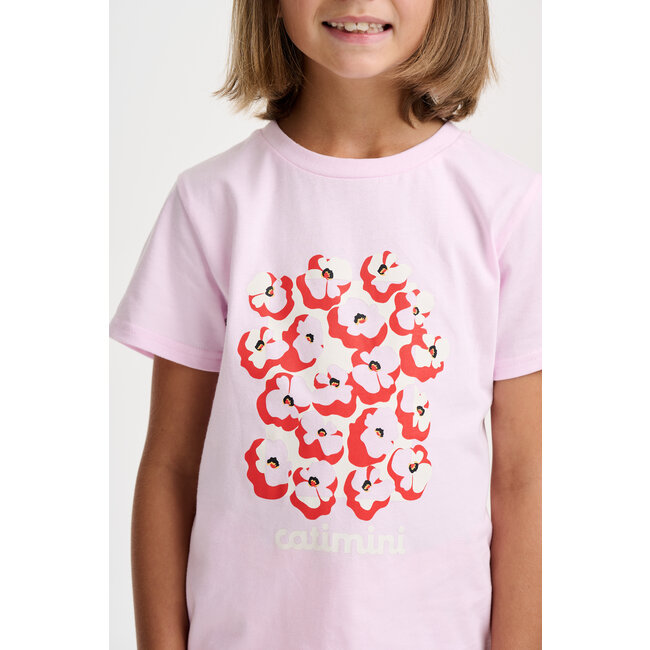 CATIMINI GIRLS SS TEE W/ FLORAL LOGO GRAPHIC