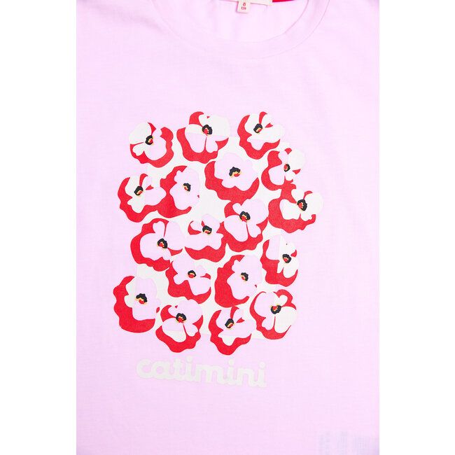 CATIMINI GIRLS SS TEE W/ FLORAL LOGO GRAPHIC