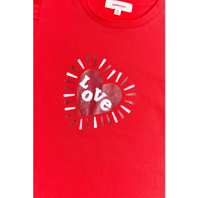 CATIMINI GIRLS FLOUNCY SLEEVE TEE W/ "LOVE" GRAPHIC