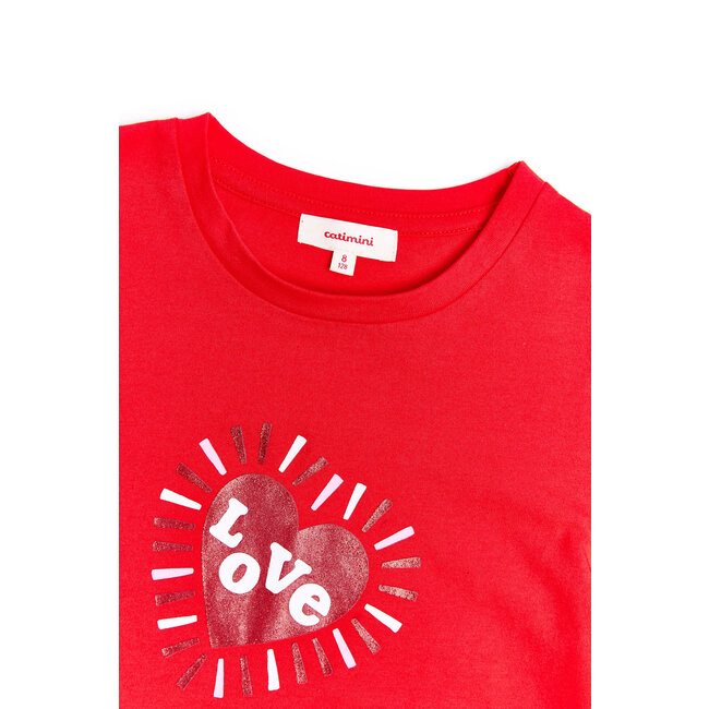 CATIMINI GIRLS FLOUNCY SLEEVE TEE W/ "LOVE" GRAPHIC