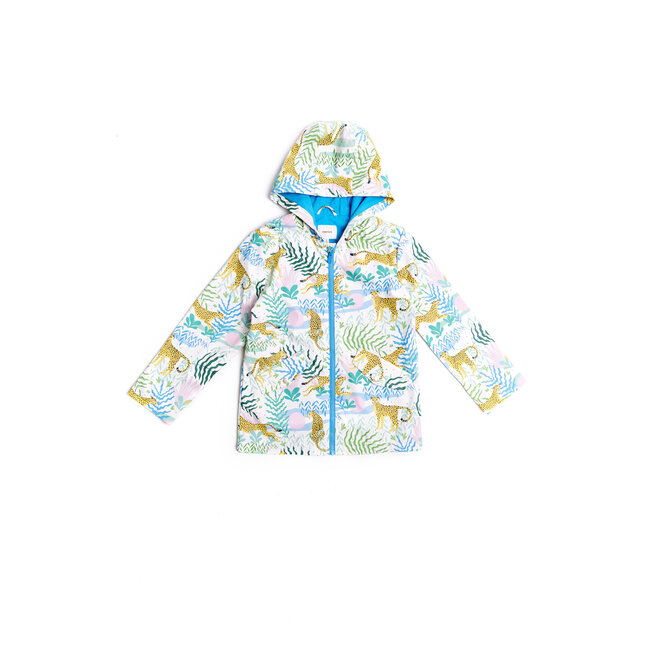 CATIMINI GIRLS LINED RAINCOAT W/ ALLOVER JUNGLE PRINT