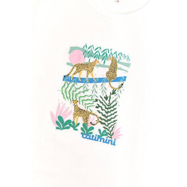 CATIMINI GIRLS SS TEE W/ LEOPARD JUNGLE GRAPHIC