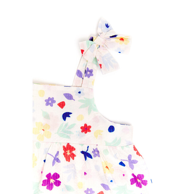 CATIMINI GIRLS MULTICOLORED FLORAL TANK W/ BOWS ON SHOULDERS