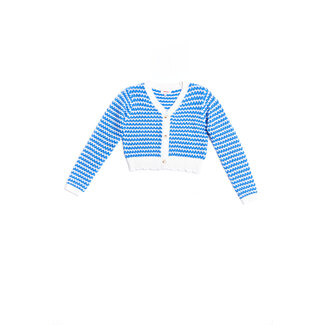 CATIMINI GIRLS STRIPED CARDIGAN W/ SCALLOPED HEM