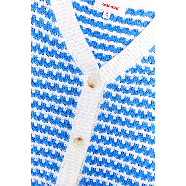 CATIMINI GIRLS STRIPED CARDIGAN W/ SCALLOPED HEM