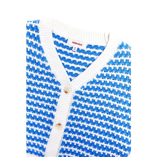 CATIMINI GIRLS STRIPED CARDIGAN W/ SCALLOPED HEM