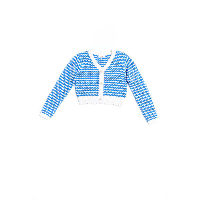 CATIMINI GIRLS STRIPED CARDIGAN W/ SCALLOPED HEM