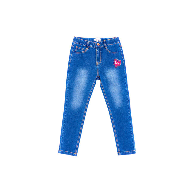 CATIMINI GIRLS DENIM PANTS W/ HEART EMBROIDERY ON FRONT