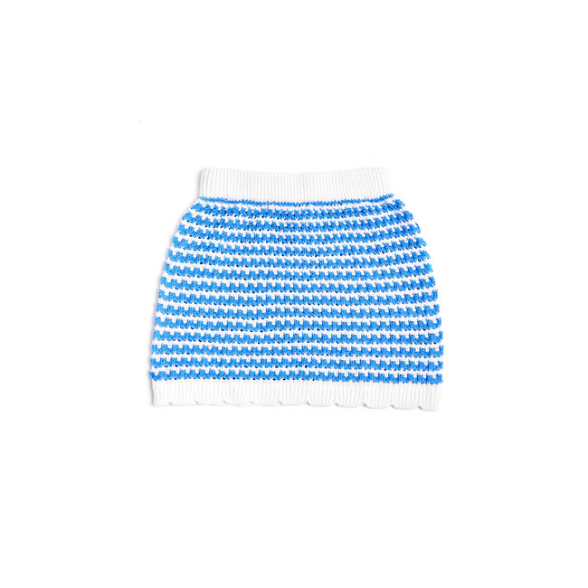 CATIMINI GIRLS KNIT STRIPED MINI SKIRT W/ SCALLOPED HEM