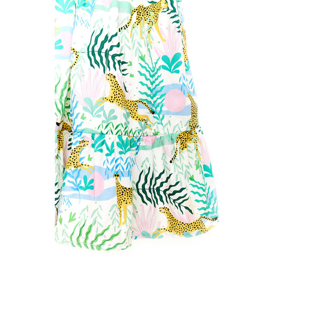 CATIMINI GIRLS SS COTTON DRESS W/ ALLOVER JUNGLE PRINT