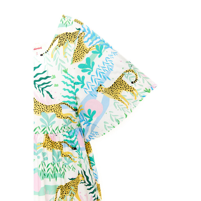 CATIMINI GIRLS SS COTTON DRESS W/ ALLOVER JUNGLE PRINT