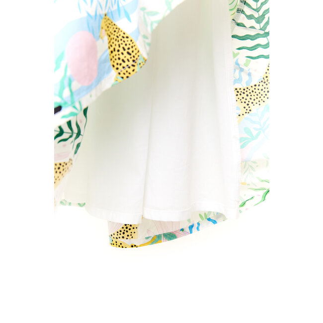 CATIMINI GIRLS SS COTTON DRESS W/ ALLOVER JUNGLE PRINT
