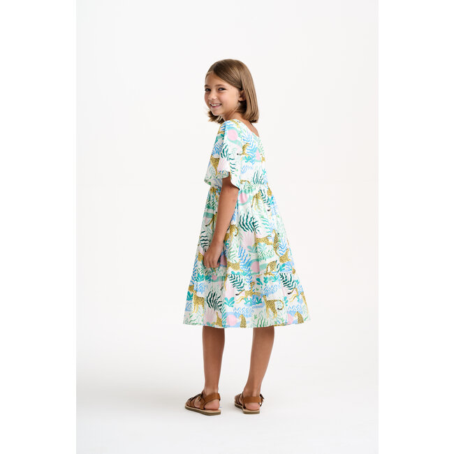 CATIMINI GIRLS SS COTTON DRESS W/ ALLOVER JUNGLE PRINT
