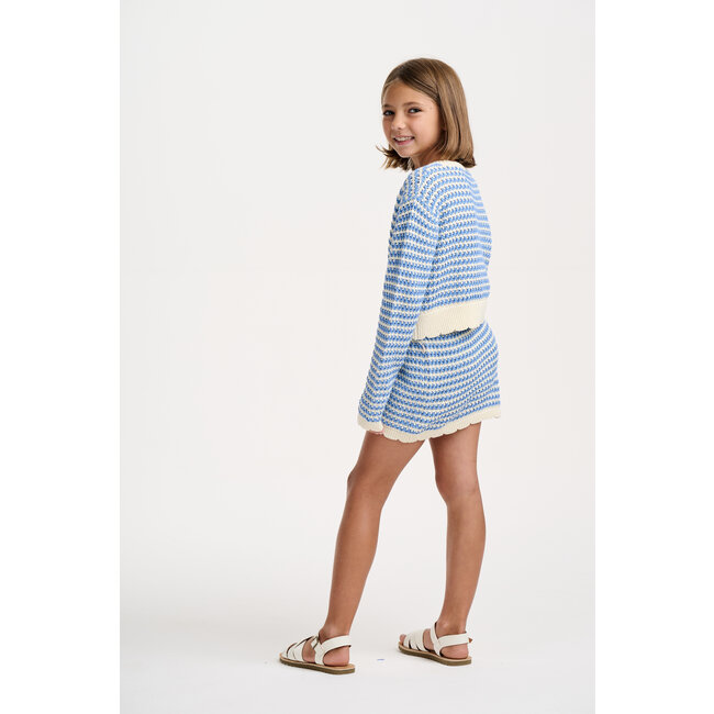 CATIMINI GIRLS STRIPED CARDIGAN W/ SCALLOPED HEM