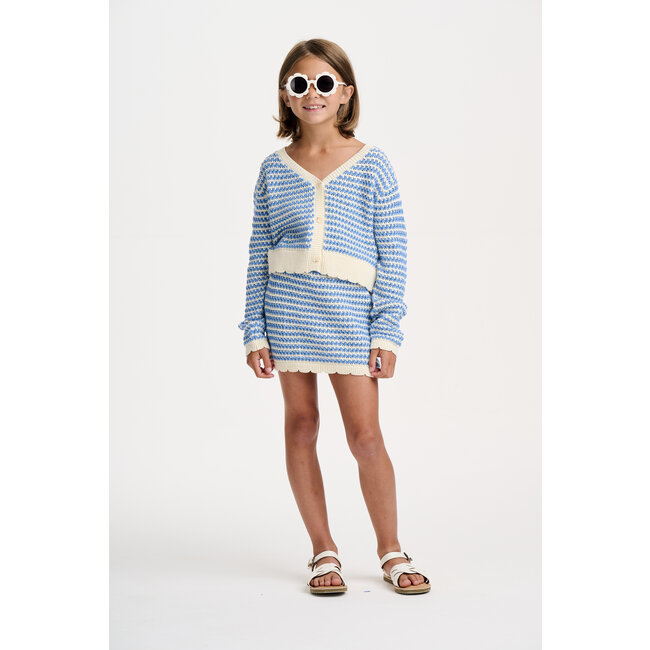 CATIMINI GIRLS STRIPED CARDIGAN W/ SCALLOPED HEM