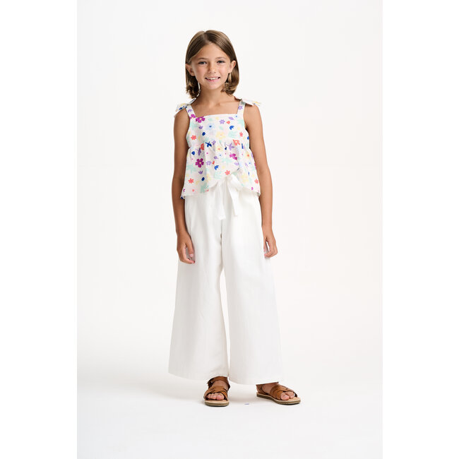 CATIMINI GIRLS MULTICOLORED FLORAL TANK W/ BOWS ON SHOULDERS