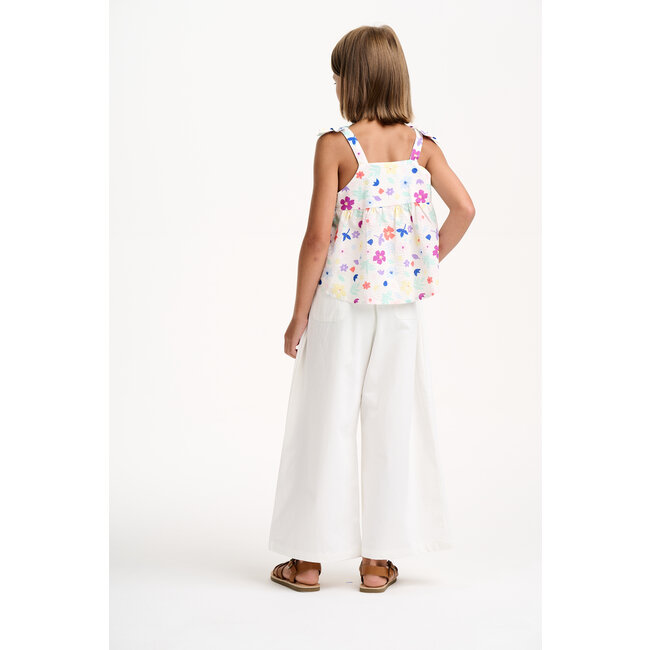 CATIMINI GIRLS MULTICOLORED FLORAL TANK W/ BOWS ON SHOULDERS
